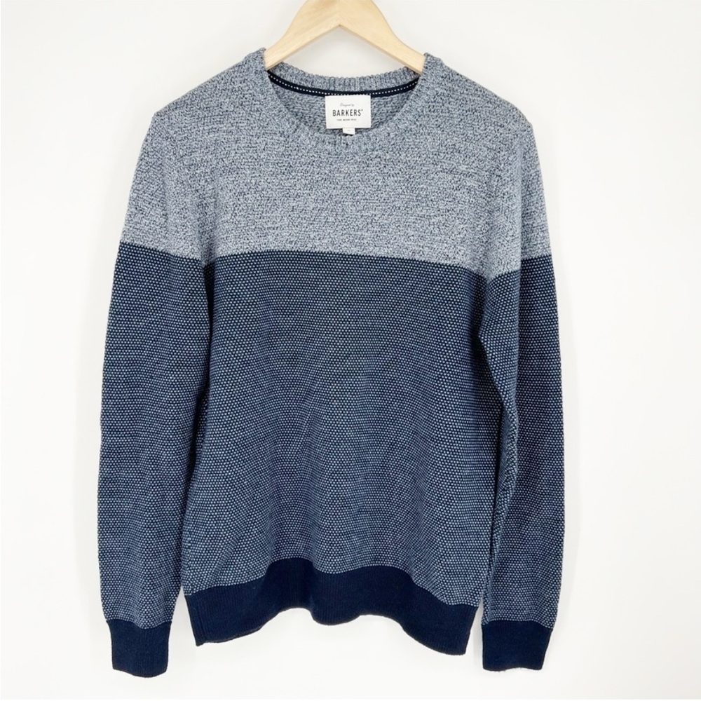 Barkers Pure Merino‎ Wool Men's Two-Tone Crewneck Sweater